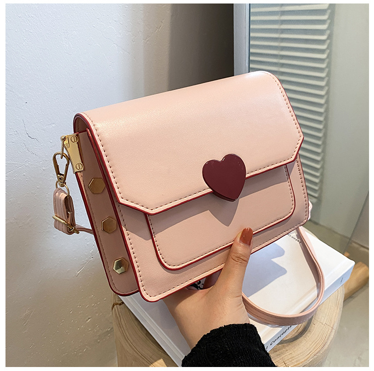 448g Weight Magnetic Buckle Closure Type Single Shoulder Strap Strap Type Crossbody Bag Bags Type Shopping Occasion Pu Leather Material Solid Color Pattern All Seasons Season Women's Gender Streetwear Style Square Shape Medium Size Women's Medium Pu Leather Heart Shape Solid Color Streetwear Square Magnetic Buckle Crossbody Bag 21