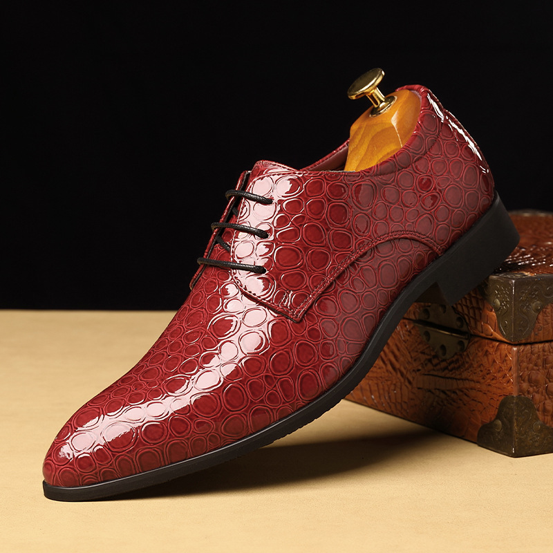 Bright-faced casual leather shoes men's business shoes trend big size all-matching pointy men's shoes_voghion.com