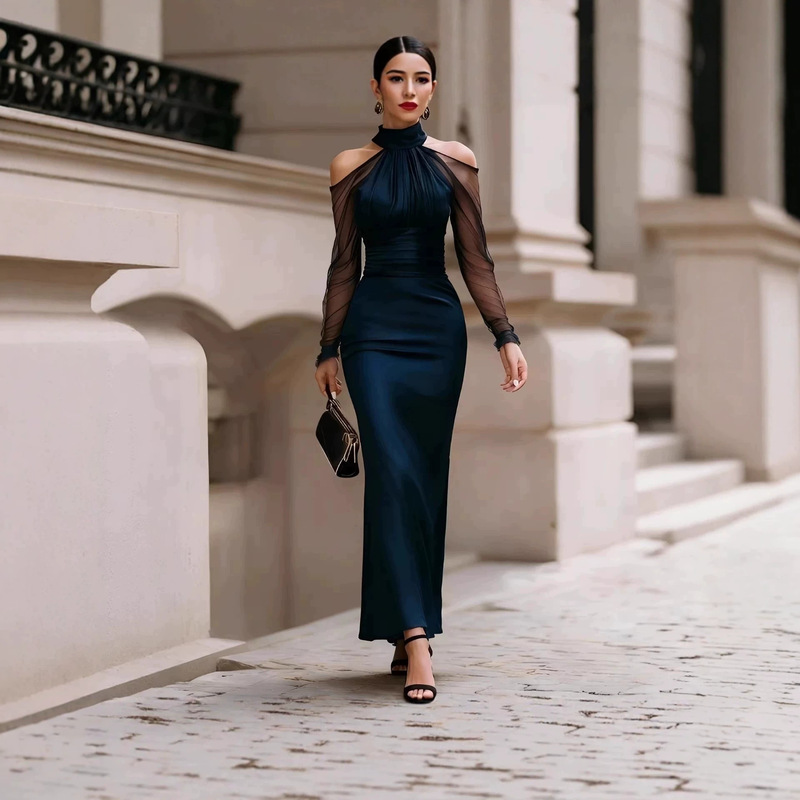 2026 Spring New High-Waisted Versatile Dress, Niche Light Luxury High-End Elegant Halter Neck Engagement Party Evening Gown