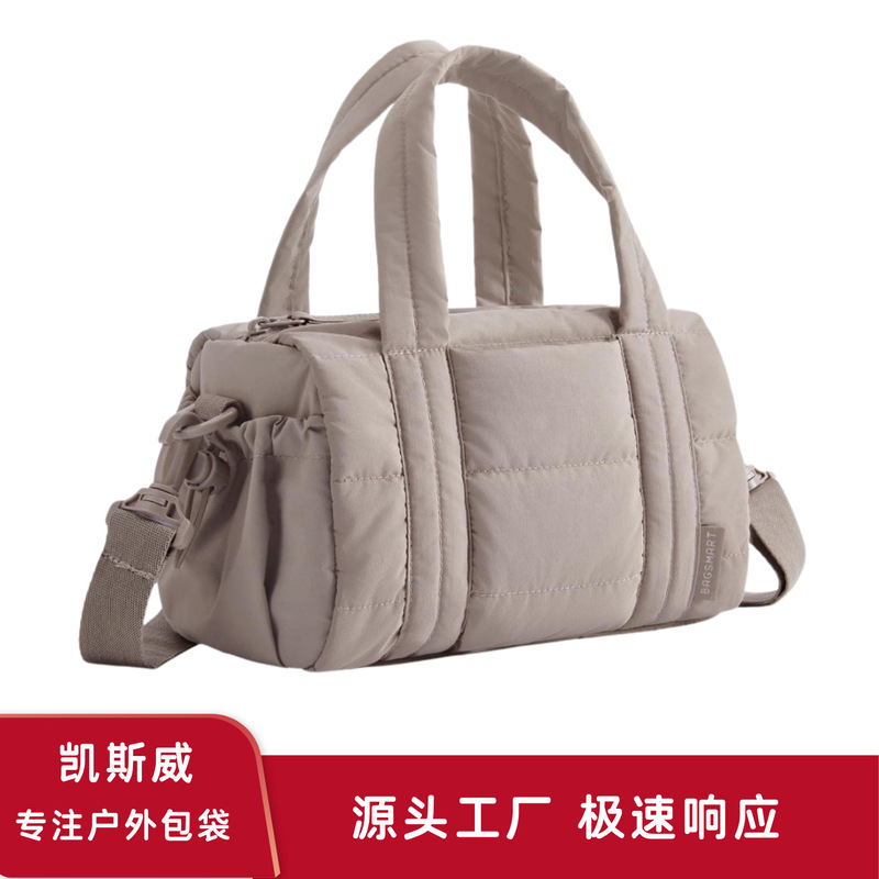 Cross-Border New Style Women's Down-Filled Handbag with Top Handle, Lightweight Handmade Waterproof Nylon Puffy Shoulder Purse
