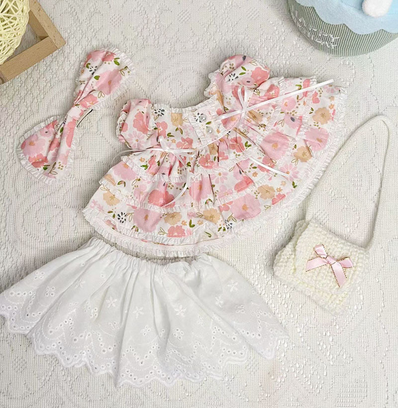 화이트 스커트 꽃무늬 + 가방