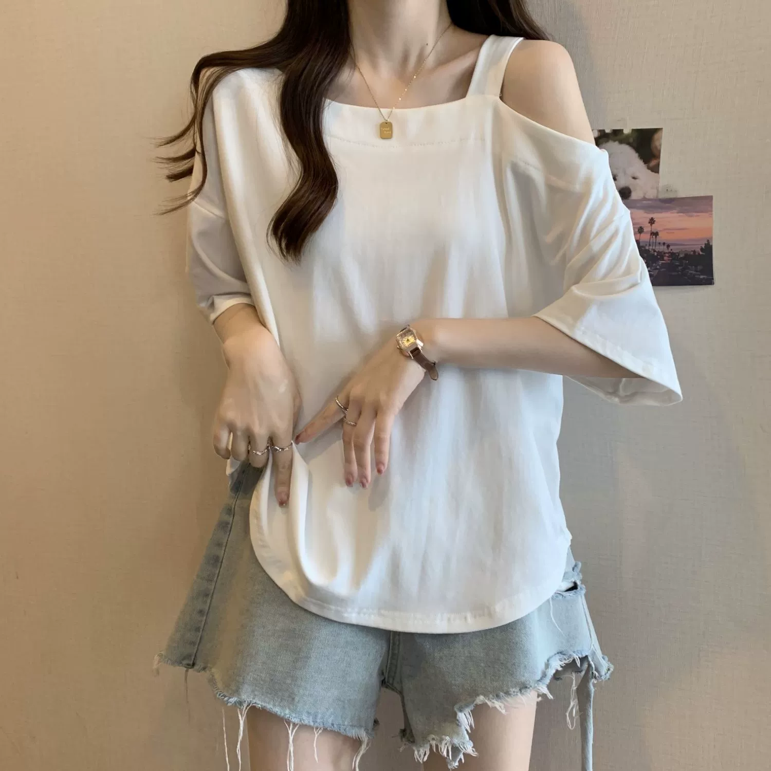Футболка женская летняя oversize свободного кроя (плюс сайз) — короткий рукав 2–4XL, белая/чёрная