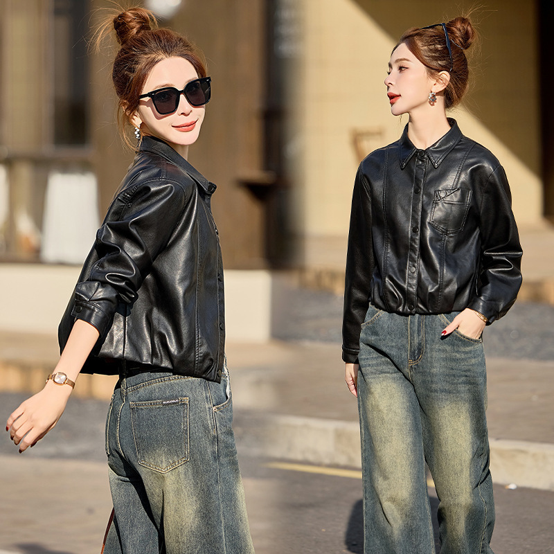 Short Leather Jackets in Large Quantities in Stock 2025 Spring Women's New Fashion Trendy Korean Leather Jackets for Women Hz0605