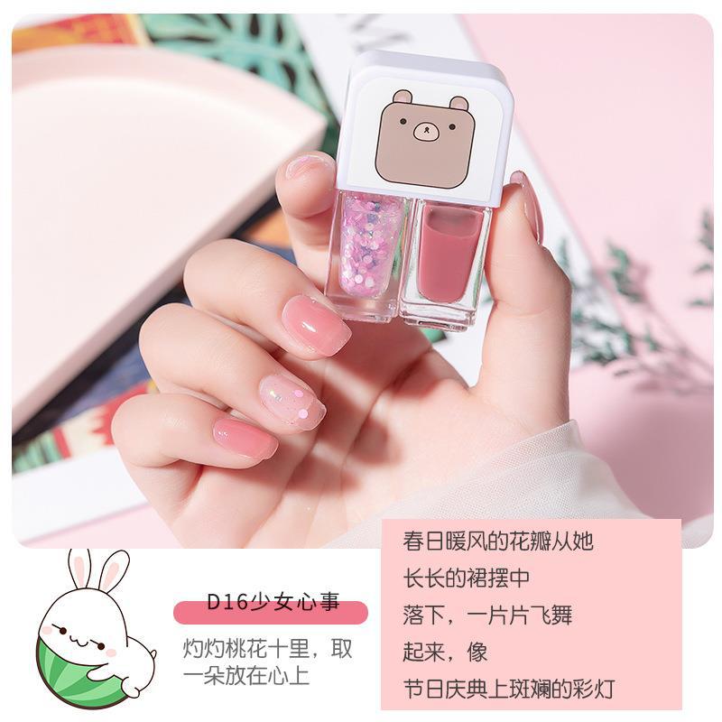 Géminis a base de agua esmalte de uñas hornear-libre de larga duración de secado rápido tearable desnudo transparente inodoro esmalte de uñas al por mayor