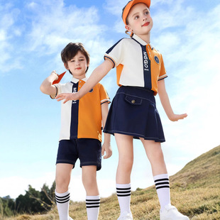 School Uniform Set Campus Clothing Custom Elementary School Kindergarten Tops Short-Sleeved T-Shirts Short Skirts Wholesale Summer Class Uniforms
