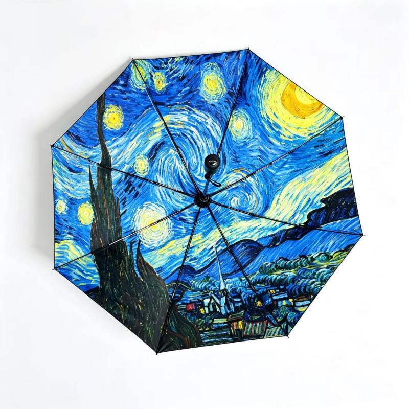 Van Gogh pintura al óleo firma paraguas vinil paraguas plegables paraguas digitales paraguas pequeños paraguas frescos se pueden imprimir
