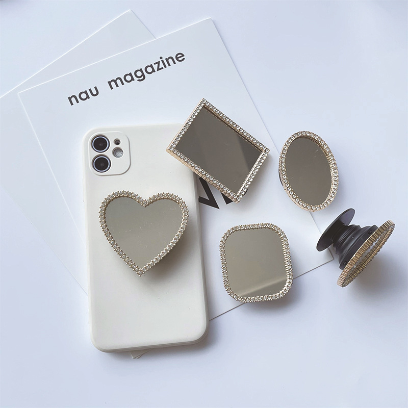 20g Weight Mobile Phone Universal Applicable Brands Airbag Bracket Classification Acrylic, Mirror Material Round, Oval, Heart Shape Pattern Classic Style Style Round Oval Heart Shape Acrylic Mirror Classic Style Mobile Phone Universal Airbag Bracket 4