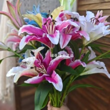 跨境直供高枝香水百合仿真花 婚庆家居装饰插花拱门拍摄室内摆设