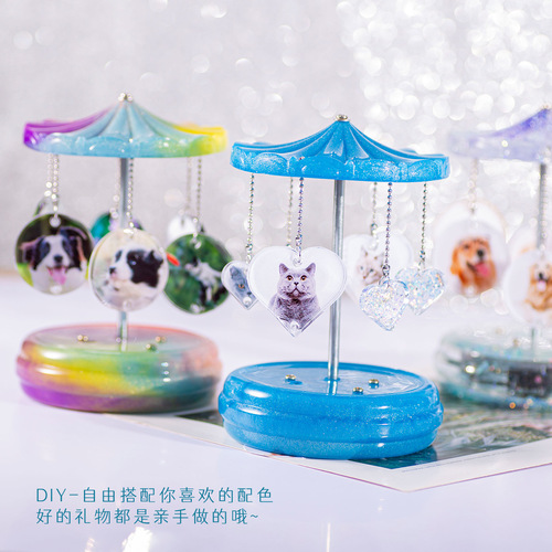 Epoxy diy silicone mold round music box carousel gift for girlfriends music box material accessories package