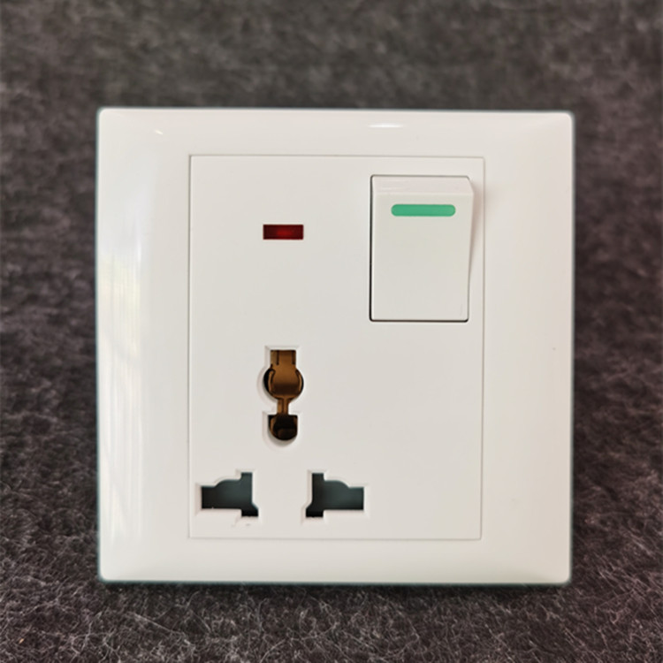 JN一开带灯万能三插缅甸款式ABS开关插座佛非标款86开关插座