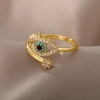 The new trend explosion exaggerated personality hip -hop wind slightly inlaid blue -eyed index finger index finger female ring demon eyes cold ring