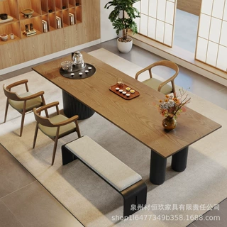 宋式美学实木茶桌书桌一体书房办公室接待禅意泡茶桌2026新款高端