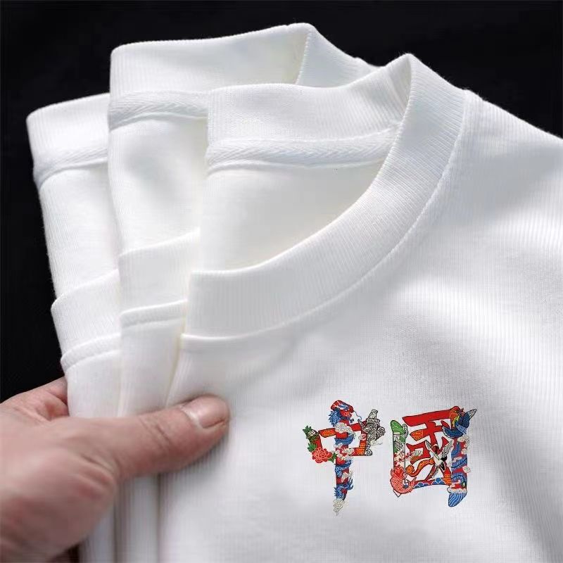 Summer New Style Distinctive Small Chest Label Men's and Women's T-shirt Loose All-match Short Sleeve 100 Pure Cotton Half Sleeve for Men and Women