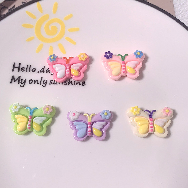 Macarón mariposa de color DIY accesorios de resina pegamento de crema de cáscara de teléfono móvil agujero agujero zapatos accesorios para el pelo abrazaderas de pelo material hecho a mano