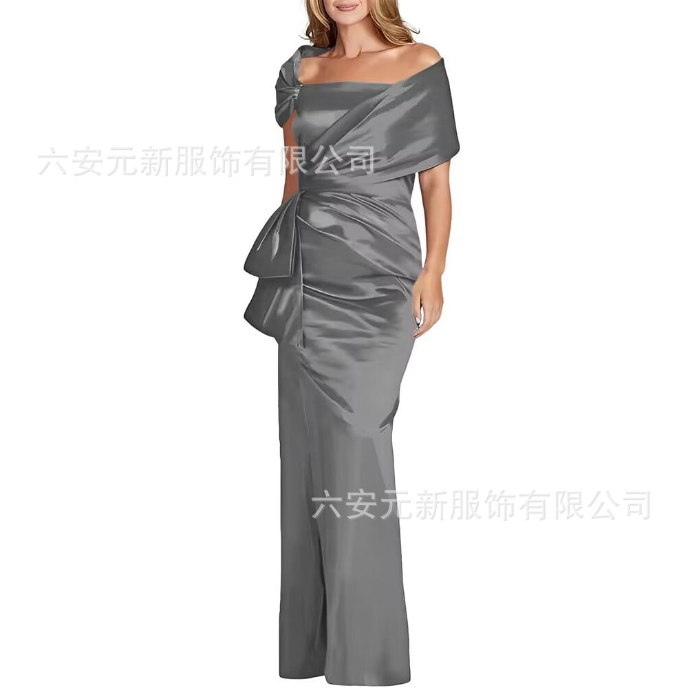 Comercio exterior de Europa y los Estados Unidos Amazon AliExpress nuevo vestido de baile de satén de cola de pez azul tibetano vestido de boda de madres