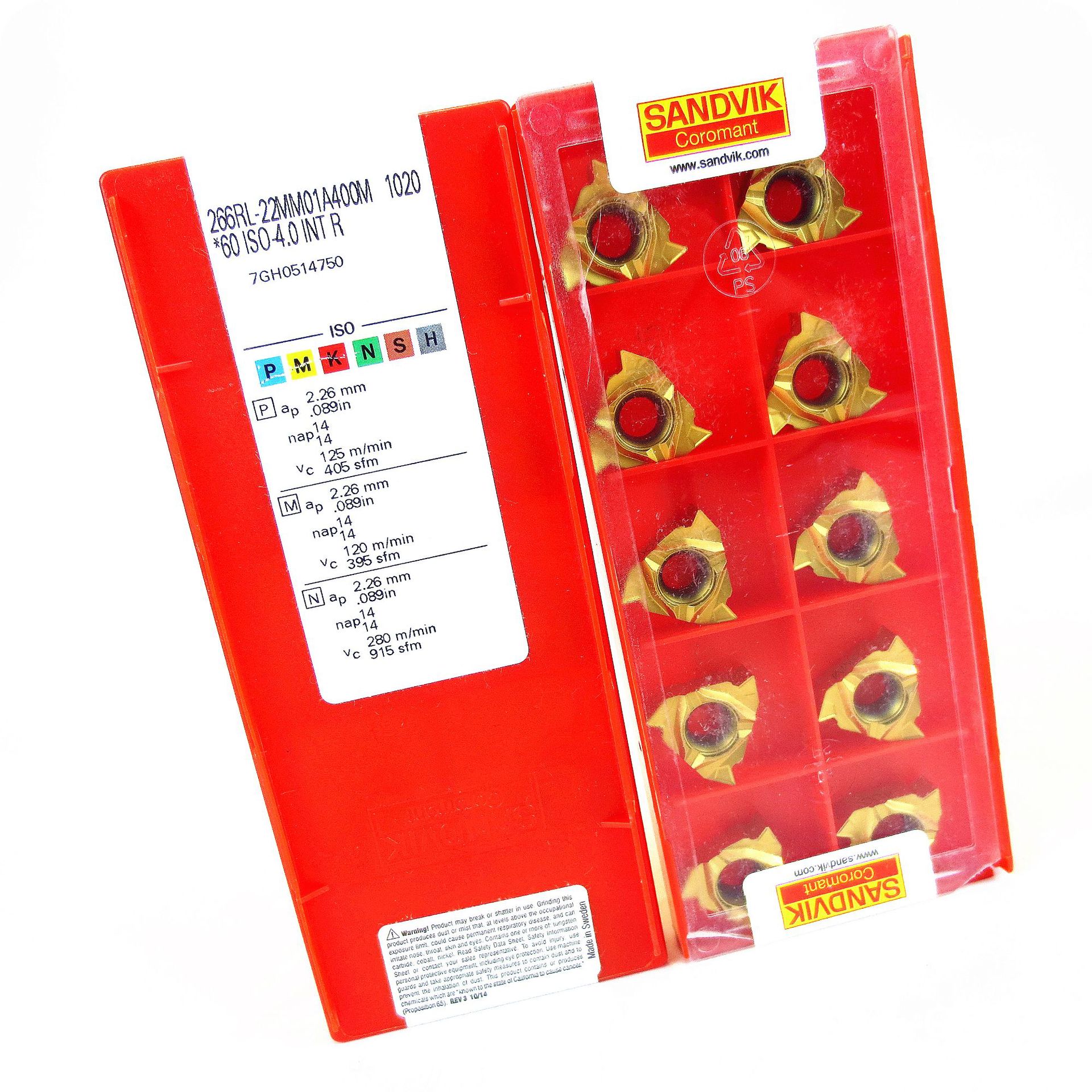 全牙型螺纹刀片：266RL-22MM01A400M 1020