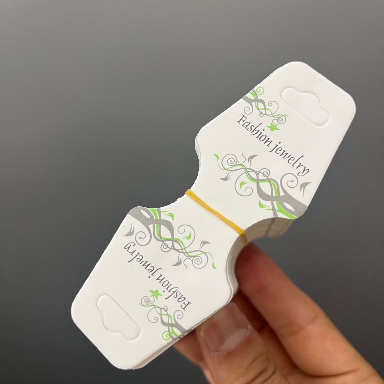 KP1123小树枝灰绿发饰对折包装卡片发圈皮筋diy项链吊牌卡头卡纸