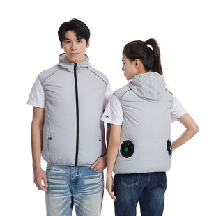 Summer moisture wicking cooling fan clothing thin reflective strip men's and women's air conditioning clothing vest outdoor sleeveless work clothes