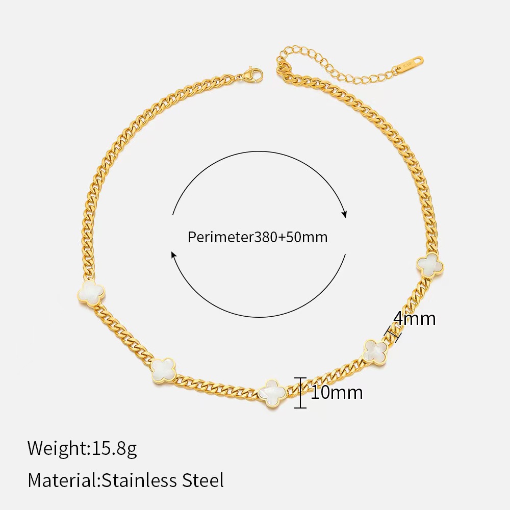 Fashion Pentagram Four Leaf Clover Butterfly Titanium Steel Plating Necklace 1 Piece