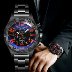 Factory New Casual Sports Men's Watch Blue Light Steel Strap Men's Quartz Watch Night Light Watch Dropshipping One Piece