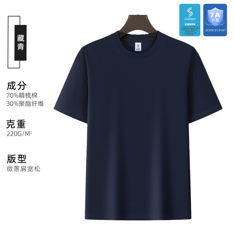 Camiseta Cultural de Manga Corta Antibacteriana Sorona 7A con Estampados y Bordados, Cuello Redondo, Ropa de Trabajo, Impresión de Logotipo Personalizado