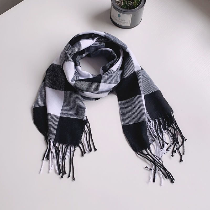 Baby autumn children's classic plaid scarf for boys and girls, tassel extended scarf, winter_voghion.com