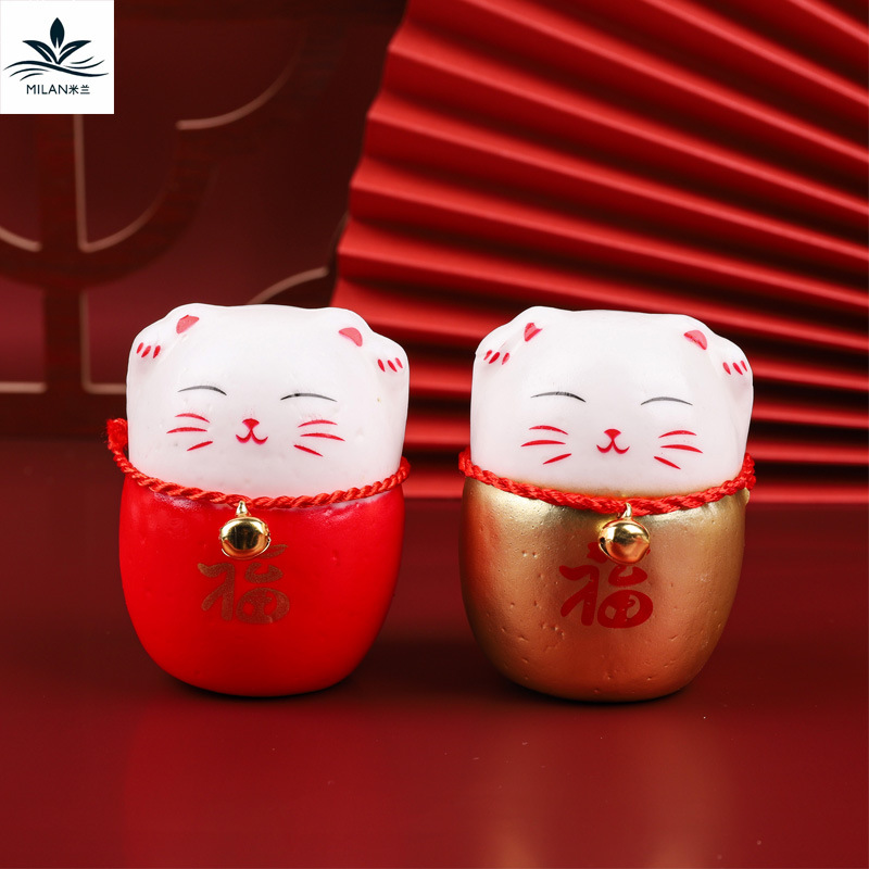Año nuevo espuma afortunado gato adornos de víspera de año nuevo flor bendición barril adornos colgante fortuna gato accesorios DIY material paquete