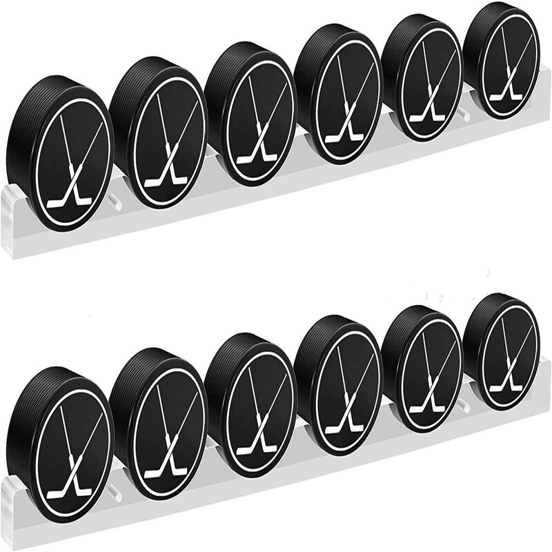 Customized Acrylic Transparent Wall-Mounted 6-Grids Hockey Bracket with Smooth Groove Wall Storage Display Rack