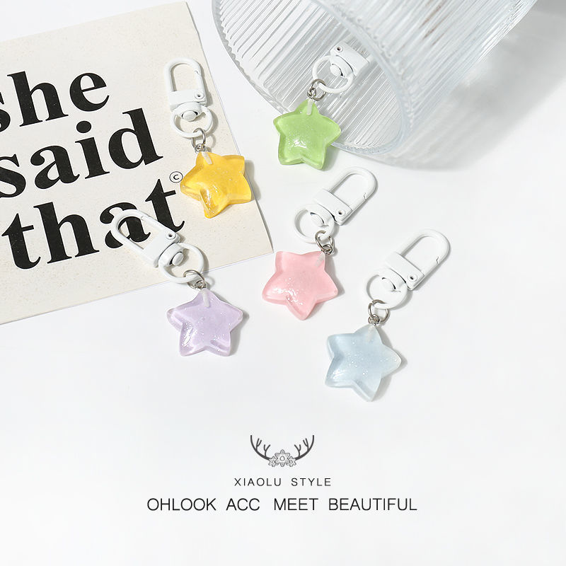 Piccolo ciondolo a forma di stella a cinque punte, carino ed energico, portachiavi semplice e fresco, ornamento versatile da appendere, accessorio per zaino e borsa._voghion.com