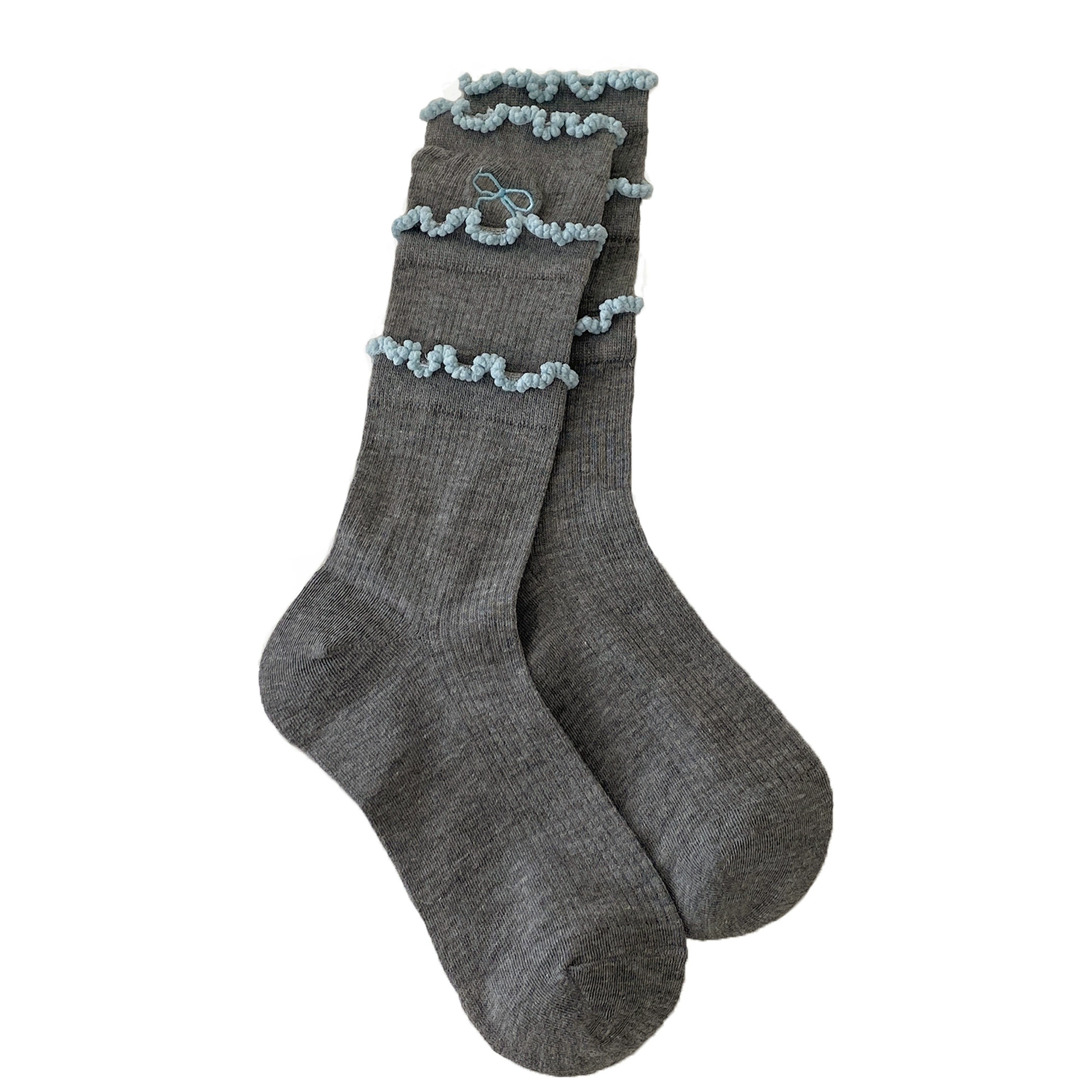 Breathable white summer thin knee socks, mid-length