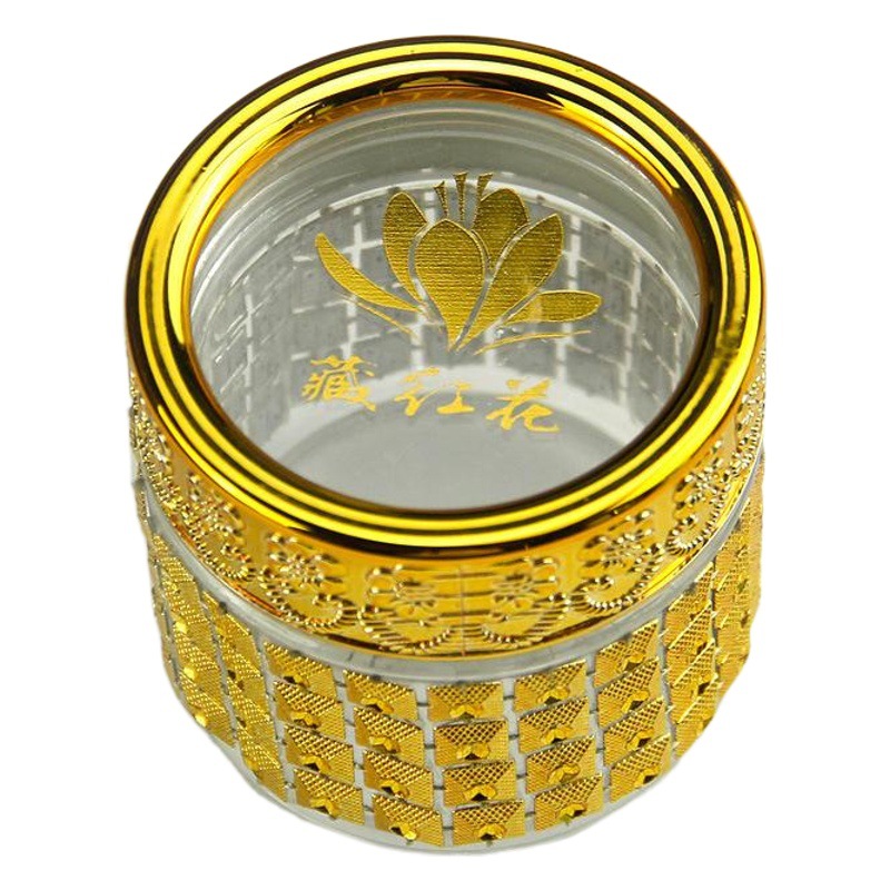 Botella de embalaje de azafrán iraní Dubai botella de vidrio de oro de lujo de alta gama 10g frasco vacío chino universal