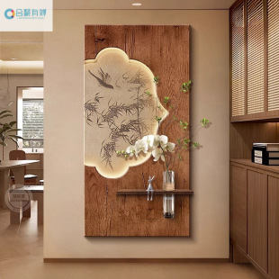 中古风玄关装饰画宋代美学法式造景客厅走廊过道挂画进门入户壁灯-阿里巴巴