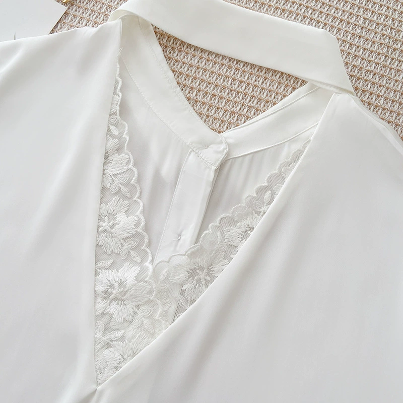 Женская летняя пижама из ледяного шелка, тонкая сексуальная Высококачественная кружевная рубашка с открытой спиной, популярная в Интернете, белая рубашка, летняя ночная рубашка
