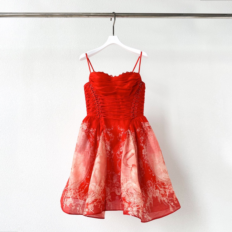 Australian Niche Resort-Style Adjustable Corset Silk-Linen Blend Mini Slip Dress