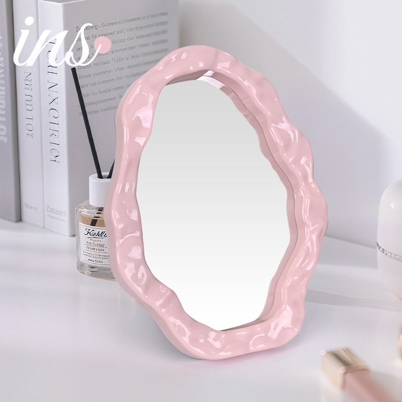クラウド波形化粧鏡学生寮デスクトップデスクトップドレッシングポータブルミラーインスタイルインターネットセレブハイエンドミラー