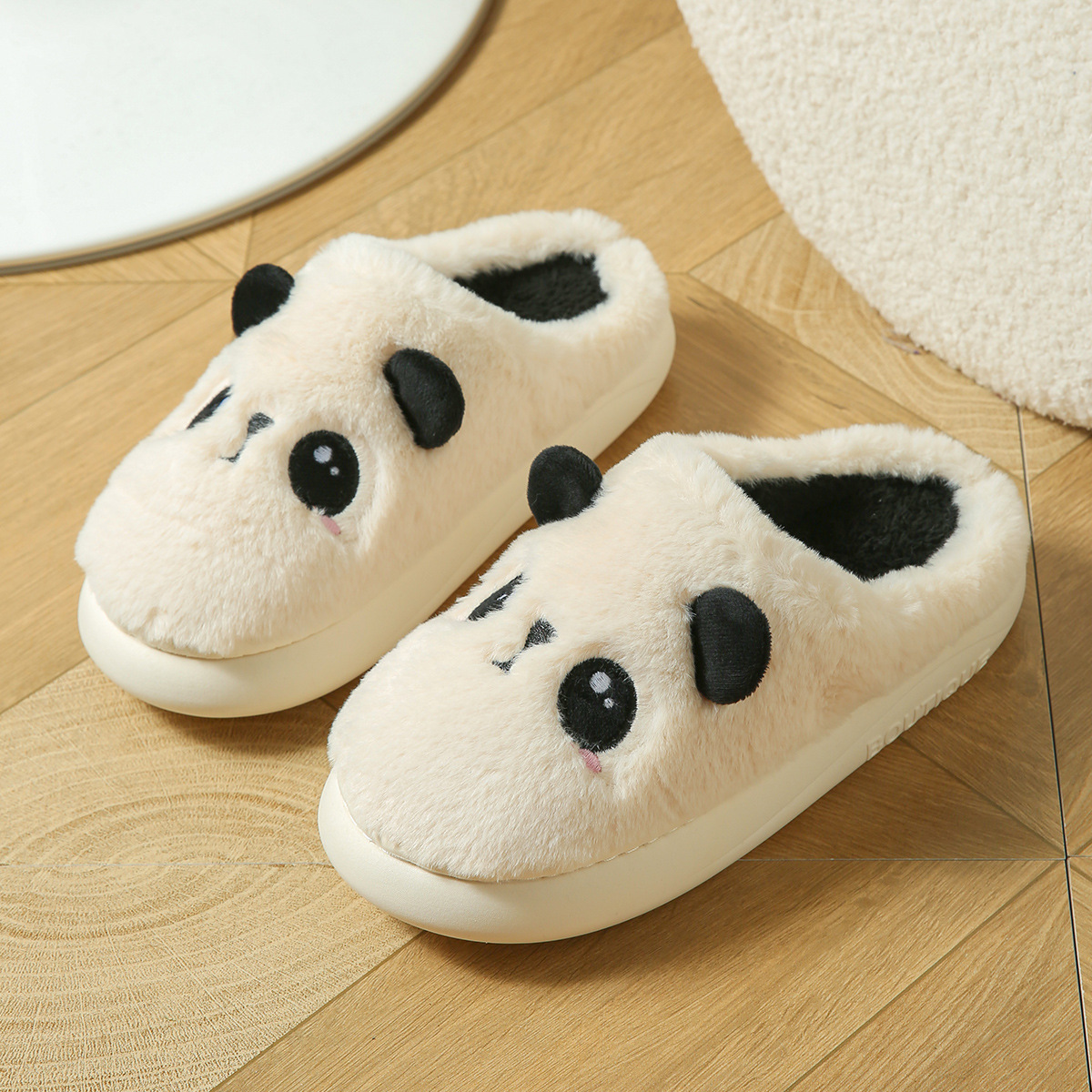 Pantuflas de Algodón y Lino Panda de PVC y Lino Transpirables para Casa image 7