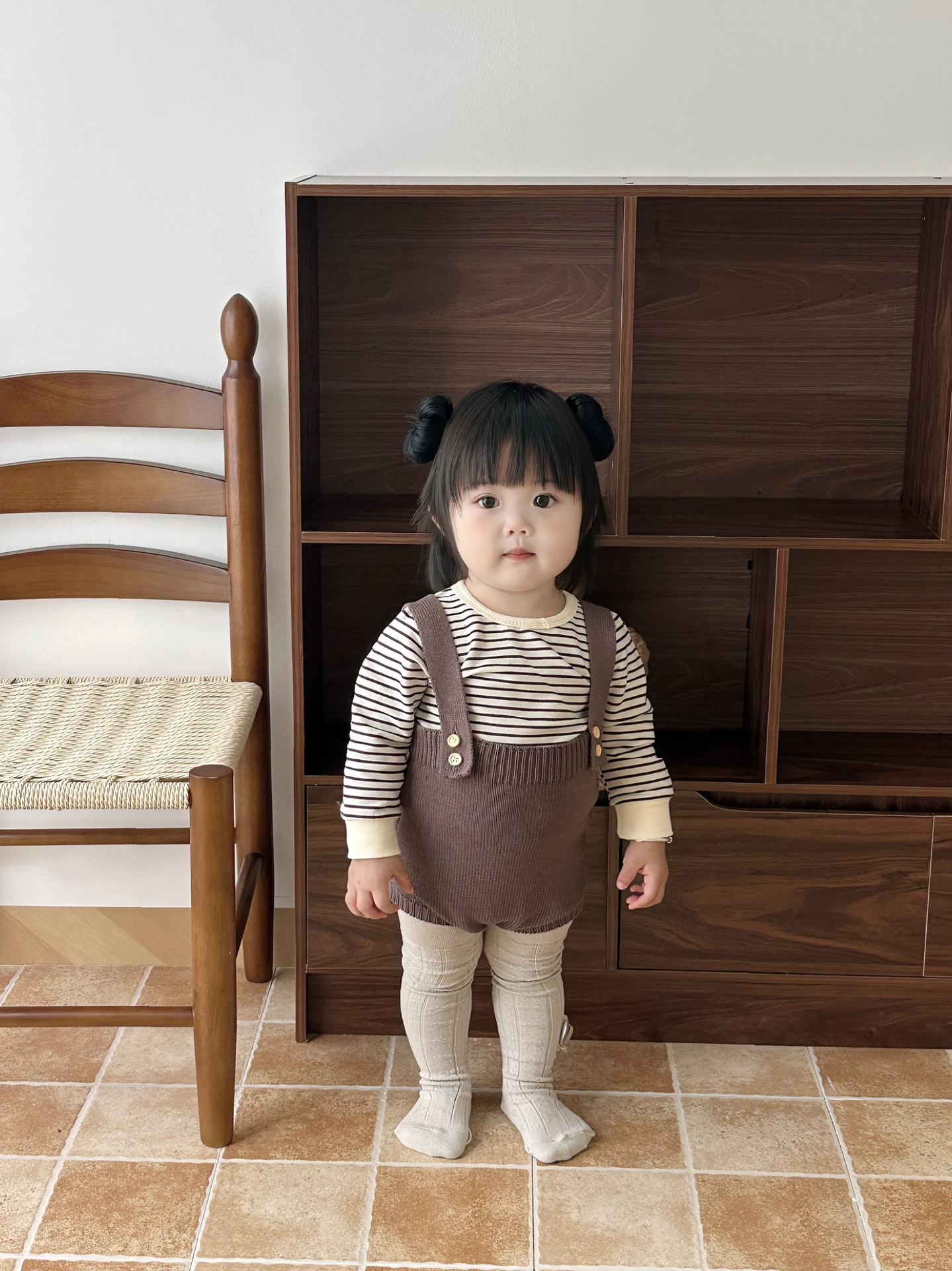 Trendy and Versatile Baby Autumn Outfit: Knitted Romper with Suspenders and Shorts for Boys and Girls