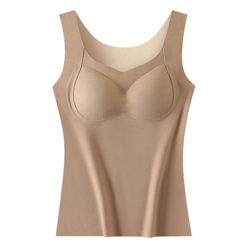 Chaleco térmico de terciopelo para mujeres 2023 nuevo Otoño e Invierno de doble cara cepillado SLIM-Fit sin costuras forrado de lana gruesa ropa interior térmica
