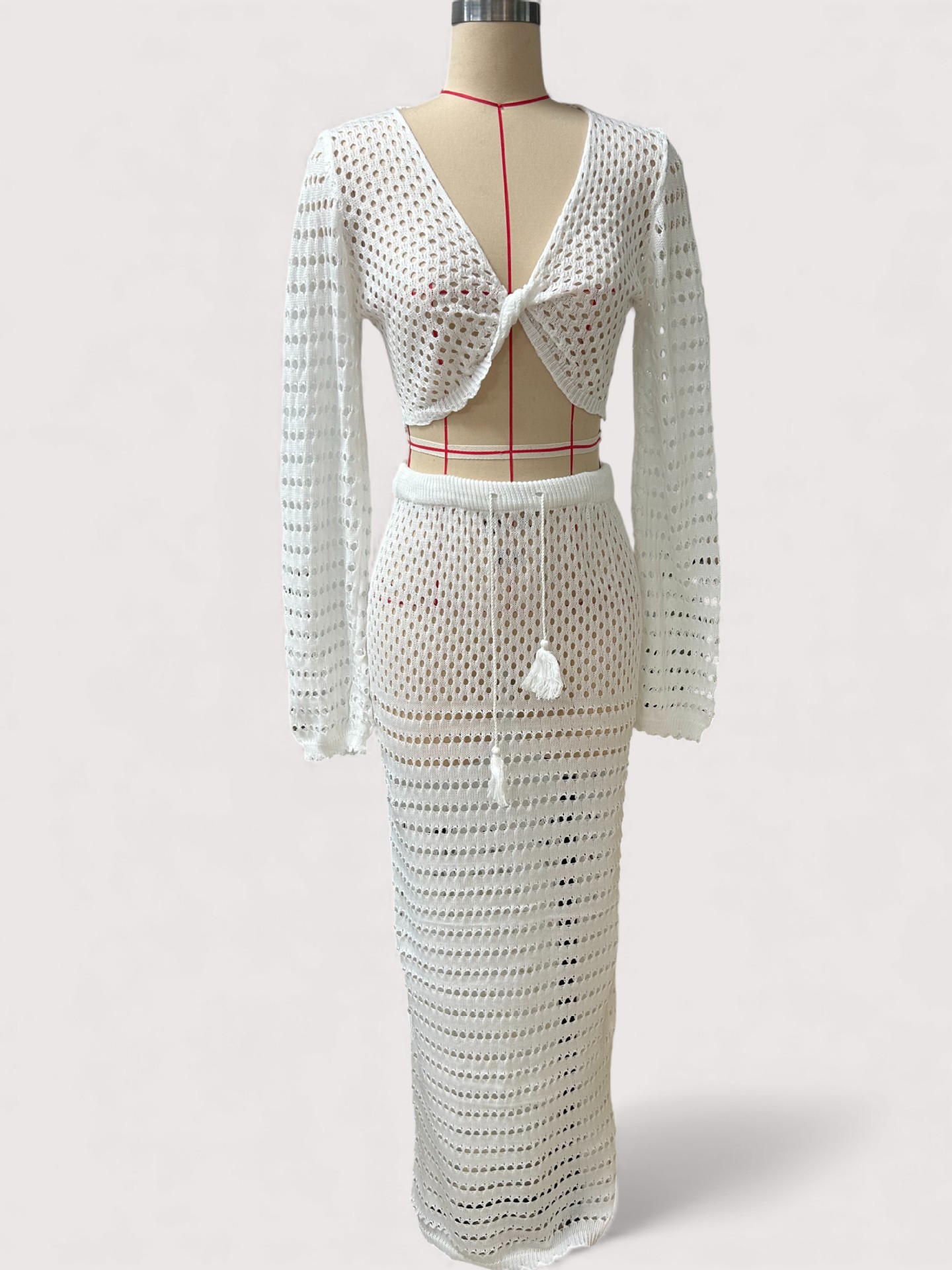 Seaside Resort Skirt 2026 Summer Knitted Top + Beach Skirt Set Two-Piece_ecoleips.com