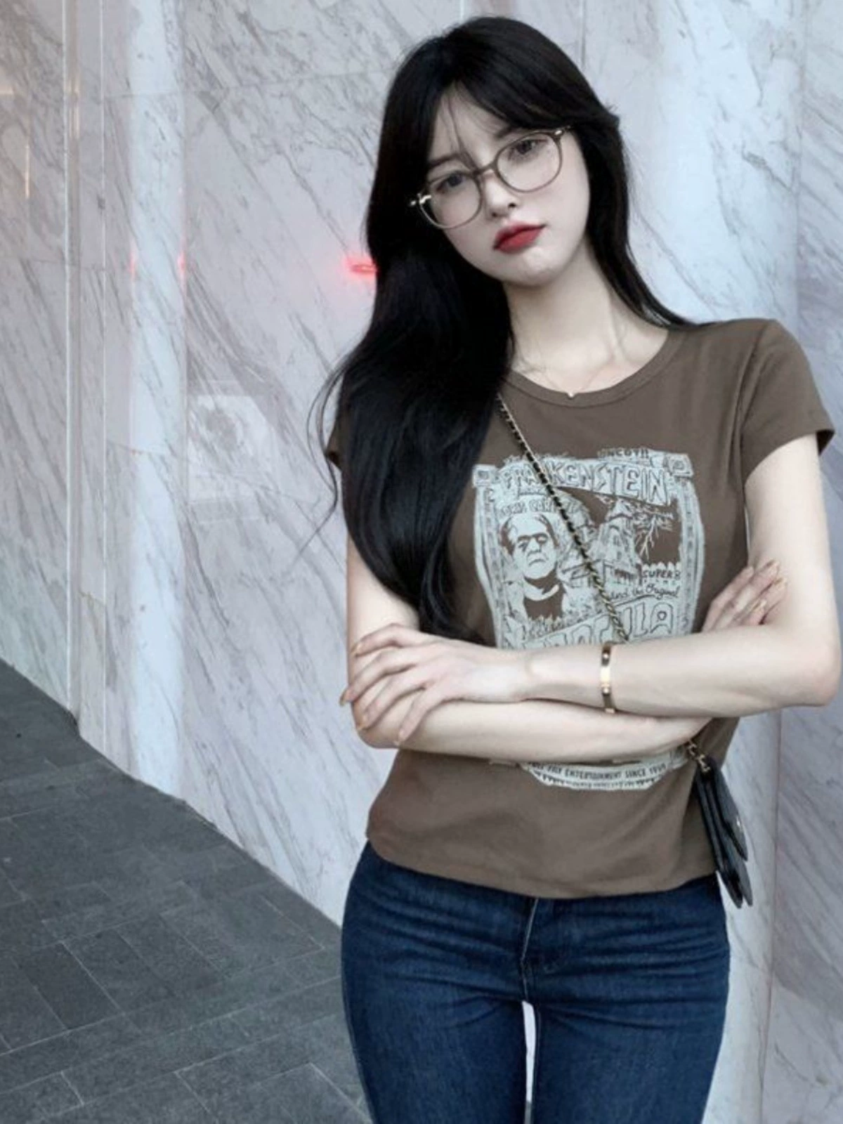 Хлопковая сексуальная летняя ретро футболка, с коротким рукавом, Slim Fit, для подростков