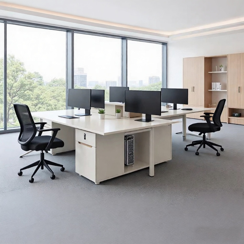 Source Factory Office Desk, Simple Modern Computer Desk for Employees, Lacquered Office Desk and Chair Set, Customizable