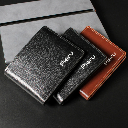 Foreign trade horizontal mens wallet with lychee pattern multi-card slot business men's wallet fashionable gift ten yuan store supply wholesale