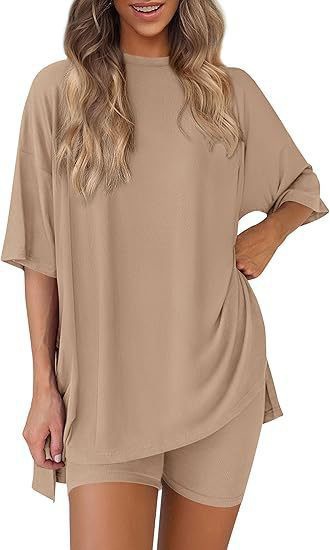 Casual Women's Shorts Set Solid Colour Loose Fit Summer Outfit_voghion.com