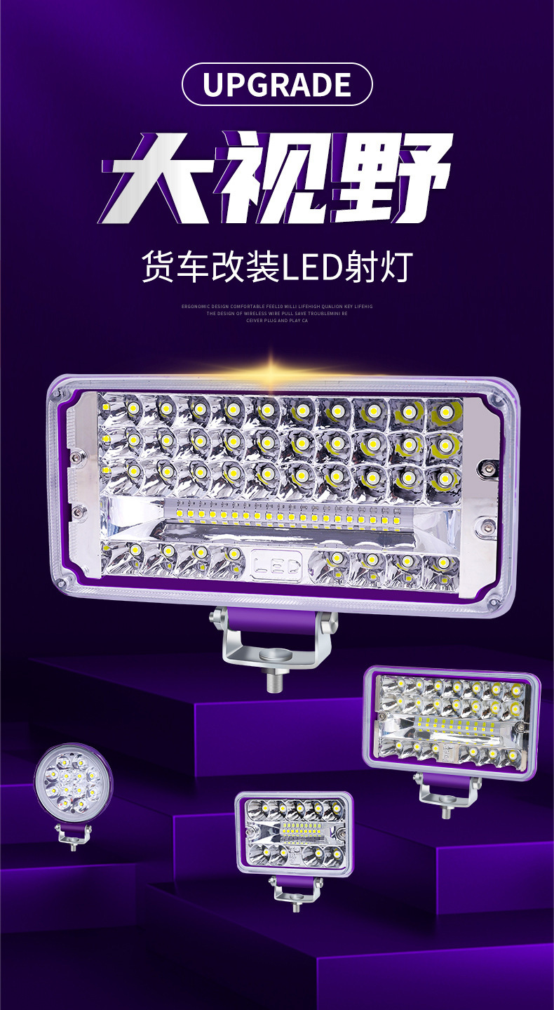 Car Led Spotlights, Ultra-Bright 12V 24V for Trucks, Excavators, Construction Vehicles, Forklifts, Modified High-Intensity Headlights, and Strong Backup Lights