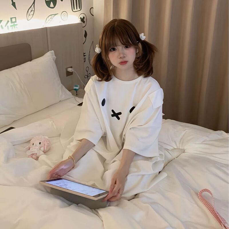 Wholesale Dropshipping Pure Cotton Sweet and Cute Japanese-Style Rabbit Nightgown for Women, New Summer Style, Loose and Comfortable, Can Be Worn Outside Wholesale Dropshipping Pure Cotton Sweet and Cute Japanese-Style Rabbit Nightgown for Women, New Summer Style, Loose and Comfortable, Can Be Worn Outside