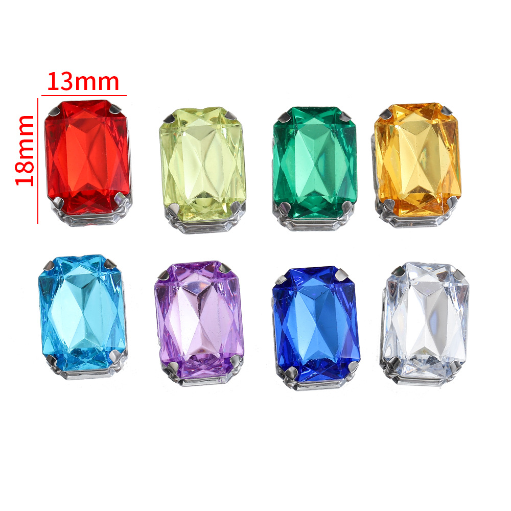Fábrica al por mayor cosida a mano garra diamante 18*13mm rectangular imitación cristal diamante transfronterizo DIY joyería accesorios de vestir image 5