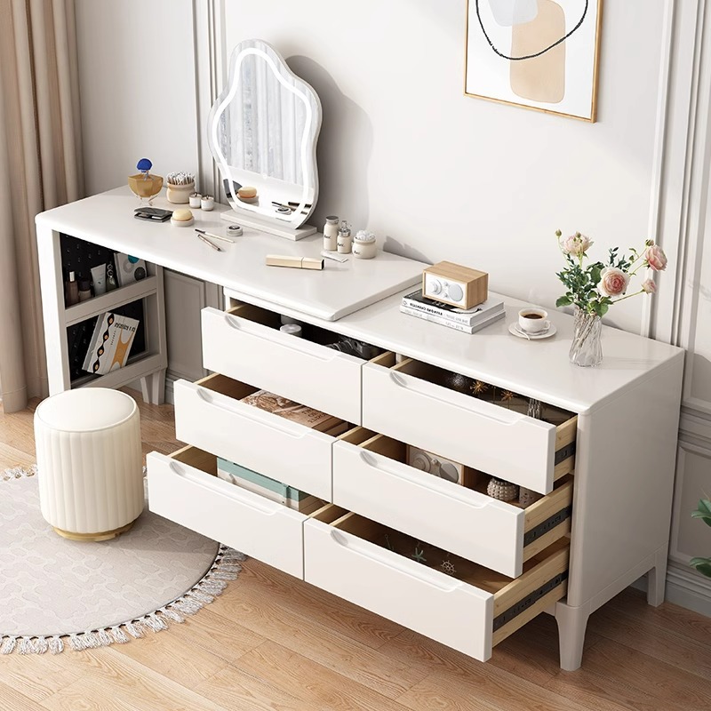 Pecho de madera maciza de cajones tocador integrado dormitorio moderno minimalista mesa de maquillaje cama cola gabinete de almacenamiento mesa de maquillaje escritorio de la esquina