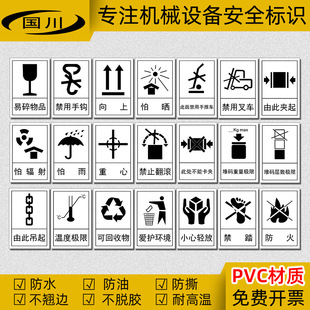 外包装箱储运标识易碎物品小心轻放防雨防晒禁踏标签包装运输标志-阿里巴巴