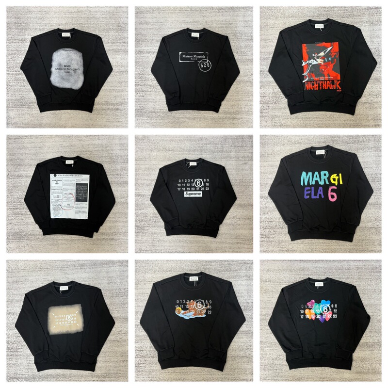 Cross-Border Maison Margiela Mm6 High-Quality Embroidered Letter Round Neck Long-Sleeved Terry Sweatshirt for Men Cross-Border Maison Margiela Mm6 High-Quality Embroidered Letter Round Neck Long-Sleeved Terry Sweatshirt for Men