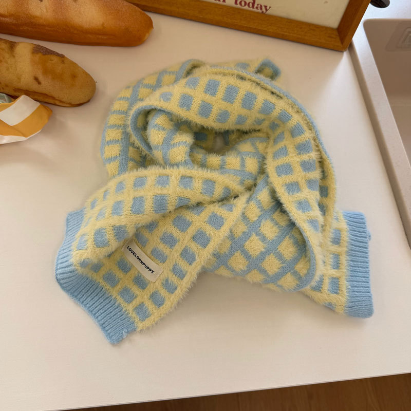 日系华夫格围巾保暖防寒加厚针织学生围脖情侣高级感秋冬软糯披肩|undefined